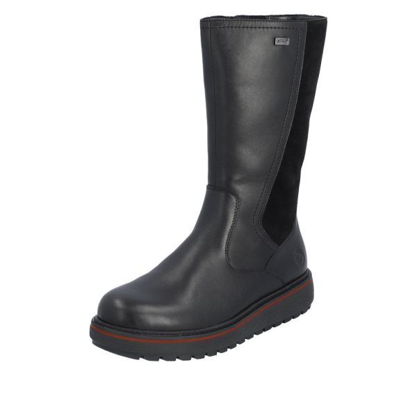 Remonte Leather Women's Mid-height Boots | D0U72 Flip Grip - Black | Free Delivery