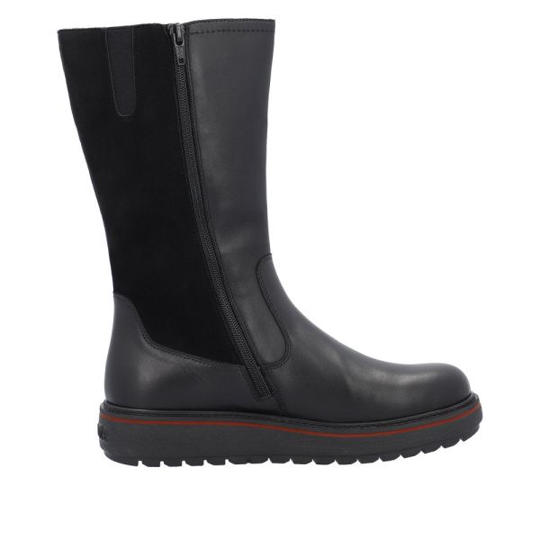Remonte Leather Women's Mid-height Boots | D0U72 Flip Grip - Black | Free Delivery