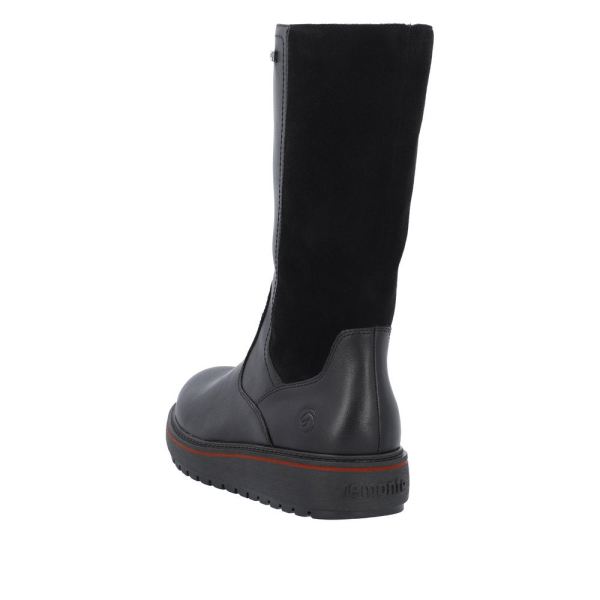 Remonte Leather Women's Mid-height Boots | D0U72 Flip Grip - Black | Free Delivery