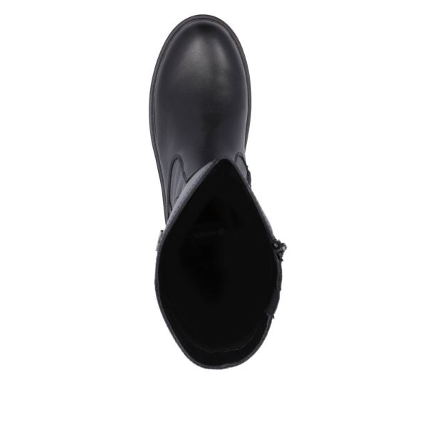 Remonte Leather Women's Mid-height Boots | D0U72 Flip Grip - Black | Free Delivery
