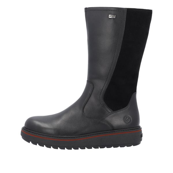Remonte Leather Women's Mid-height Boots | D0U72 Flip Grip - Black | Free Delivery