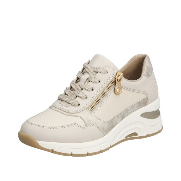 Rieker Women's shoes | Style N9301 Athletic Lace-up with zip - Beige | Free Delivery