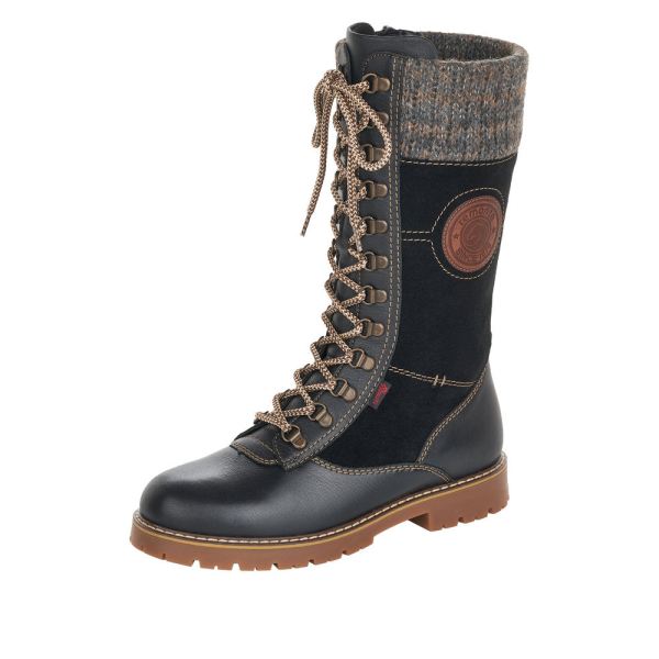 Remonte Suede Leather Women'S' Tall Boots | D9375 Tall Boots Athleisure Boots - Black Combination | Free Delivery