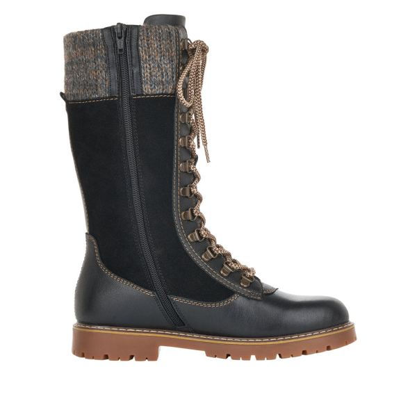 Remonte Suede Leather Women'S' Tall Boots | D9375 Tall Boots Athleisure Boots - Black Combination | Free Delivery