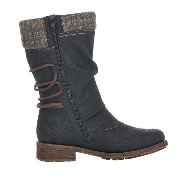 Remonte Synthetic Material Women's Mid Height Boots| D8070-01 Mid-height Boots - Black Combination | Free Delivery