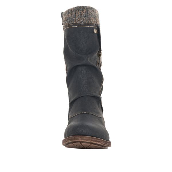 Remonte Synthetic Material Women's Mid Height Boots| D8070-01 Mid-height Boots - Black Combination | Free Delivery