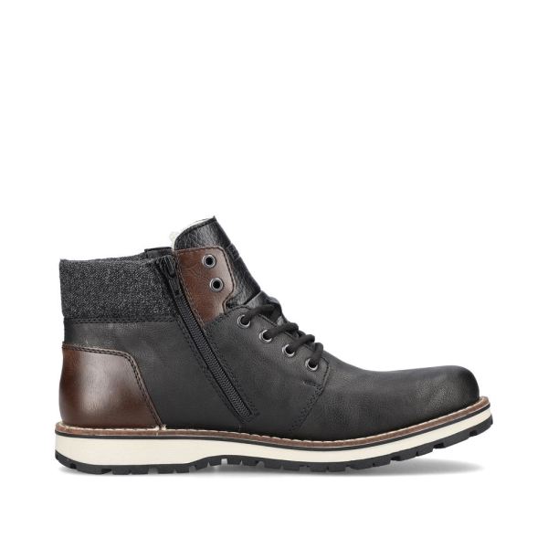 Rieker Synthetic leather Men's boots| 38434 Ankle Boots - Black Combination | Free Delivery