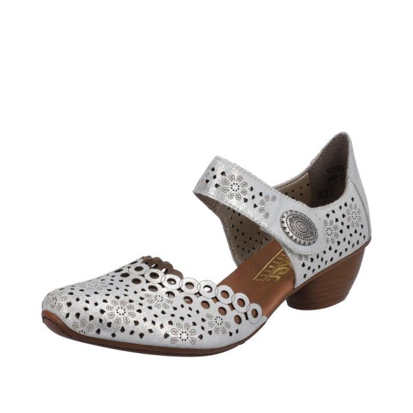Rieker Women's shoes | Style 43753 Dress Open Shank - Silver\/Platinum | Free Delivery