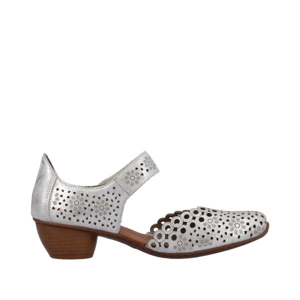 Rieker Women's shoes | Style 43753 Dress Open Shank - Silver\/Platinum | Free Delivery
