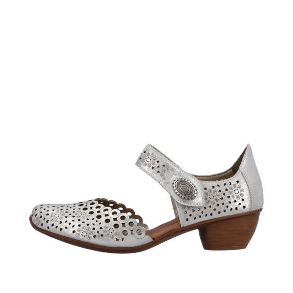 Rieker Women's shoes | Style 43753 Dress Open Shank - Silver\/Platinum | Free Delivery