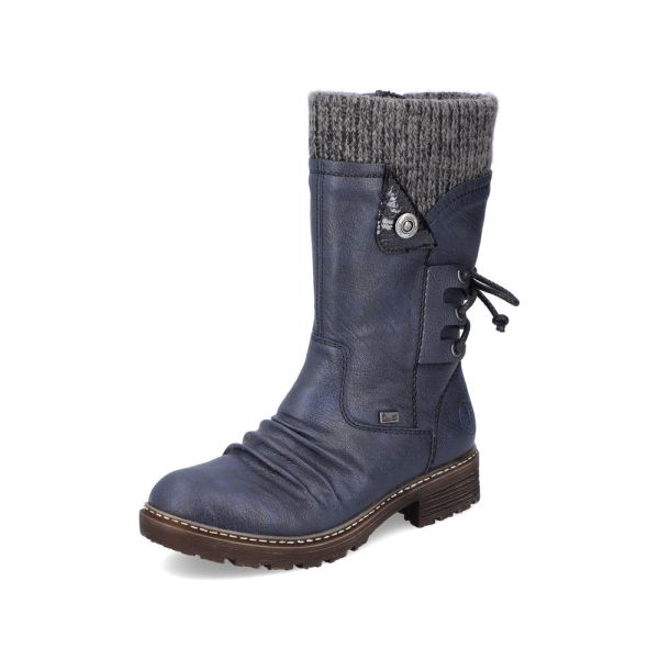 Rieker Synthetic leather Women's mid height boots| Z4750 Mid-height Boots - Blue | Free Delivery