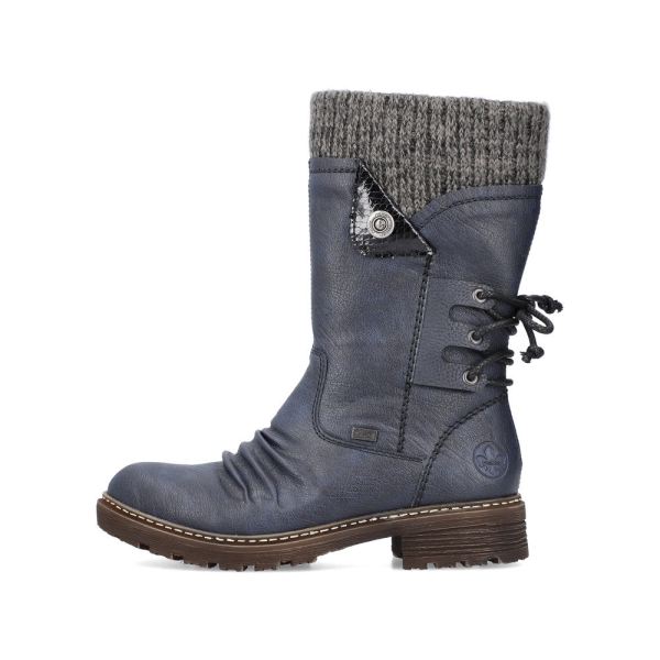 Rieker Synthetic leather Women's mid height boots| Z4750 Mid-height Boots - Blue | Free Delivery