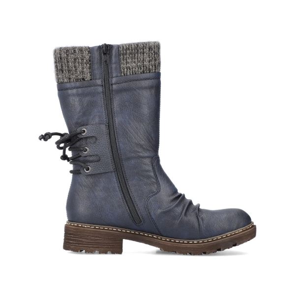 Rieker Synthetic leather Women's mid height boots| Z4750 Mid-height Boots - Blue | Free Delivery