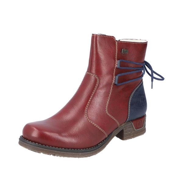 Rieker Synthetic Material Women's short boots| 79692 Ankle Boots - Red Combination | Free Delivery