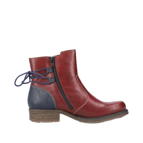 Rieker Synthetic Material Women's short boots| 79692 Ankle Boots - Red Combination | Free Delivery