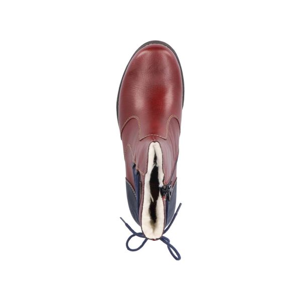 Rieker Synthetic Material Women's short boots| 79692 Ankle Boots - Red Combination | Free Delivery