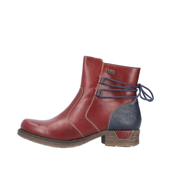 Rieker Synthetic Material Women's short boots| 79692 Ankle Boots - Red Combination | Free Delivery