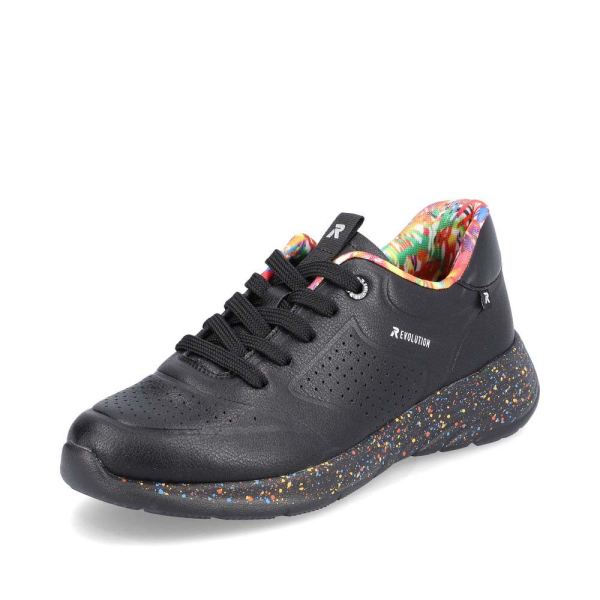 Rieker EVOLUTION Women's shoes | Style W0402 Athletic Lace-up - Black | Free Delivery
