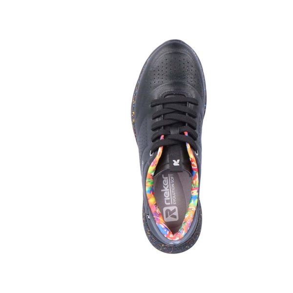 Rieker EVOLUTION Women's shoes | Style W0402 Athletic Lace-up - Black | Free Delivery