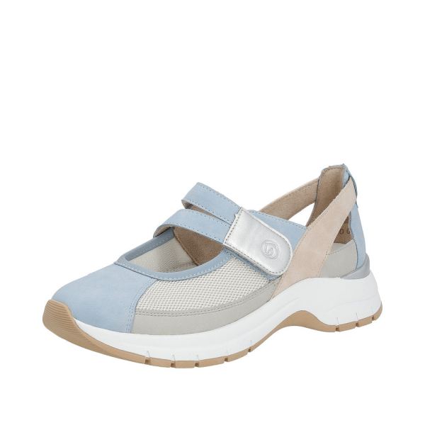 Remonte Women's shoes | Style D0G08 Casual Ballerina with Strap - Blue Combination | Free Delivery