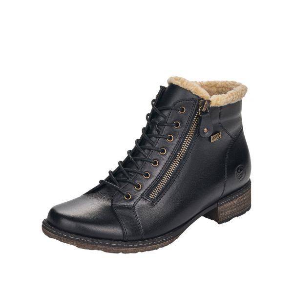 Remonte Leather Women's Mid Height Boots| D4372-01 Mid-height Boots - Black Combination | Free Delivery