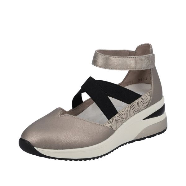 Remonte Women's shoes | Style D2411 Athletic Ballerina with Strap - Metallic | Free Delivery