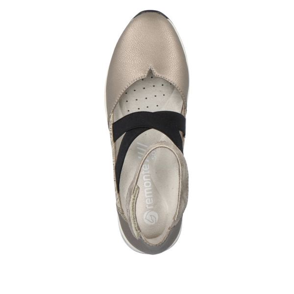 Remonte Women's shoes | Style D2411 Athletic Ballerina with Strap - Metallic | Free Delivery