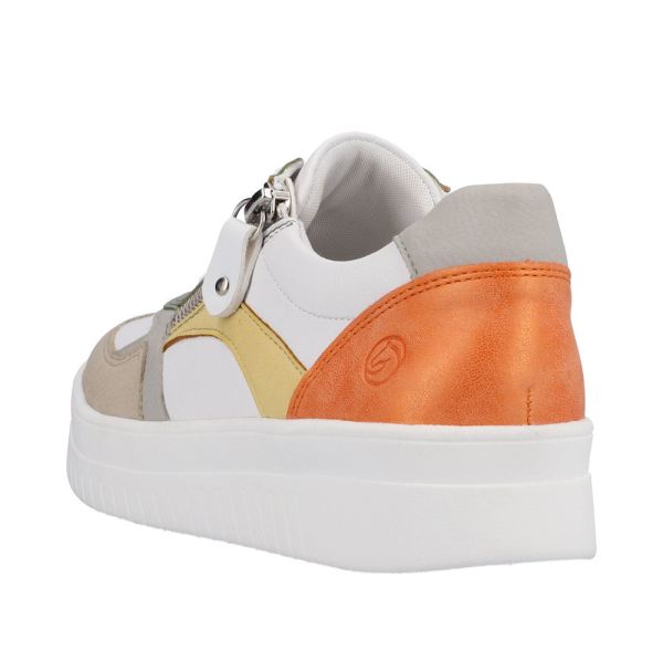 Remonte Women's shoes | Style D0J01 Athletic Lace-up with zip - White / Green | Free Delivery