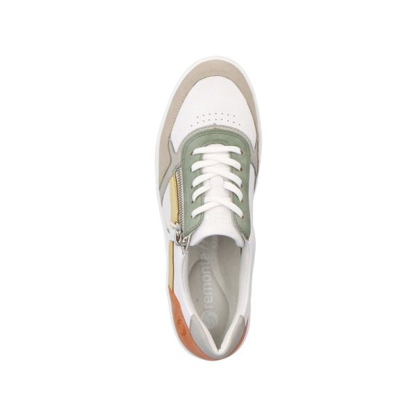 Remonte Women's shoes | Style D0J01 Athletic Lace-up with zip - White / Green | Free Delivery
