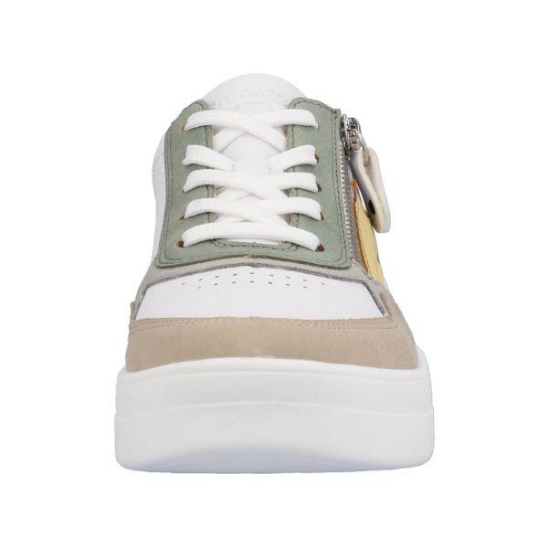 Remonte Women's shoes | Style D0J01 Athletic Lace-up with zip - White / Green | Free Delivery