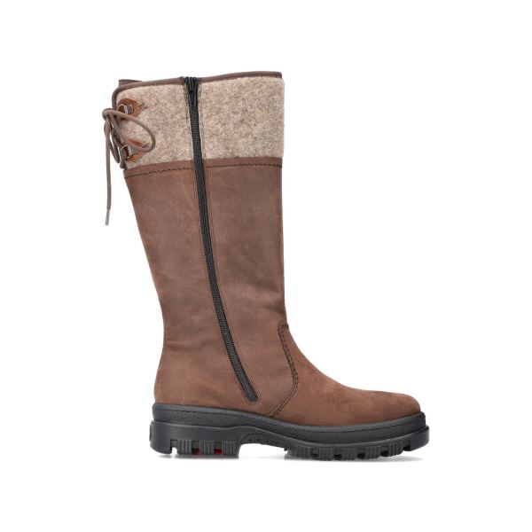 Rieker Suede leather Women's Tall Boots| X8263 Tall BootsFlip Grip - Brown | Free Delivery