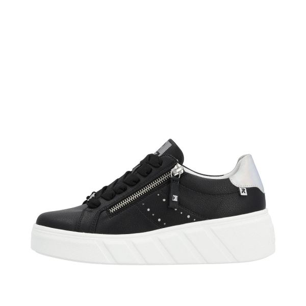 Rieker EVOLUTION Women's shoes | Style W0505 Athletic Lace-up with zip - Black | Free Delivery
