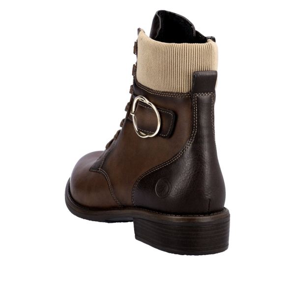 Remonte Leather Women's mid height boots| D0F76 Mid-height Boots - Brown Combination | Free Delivery