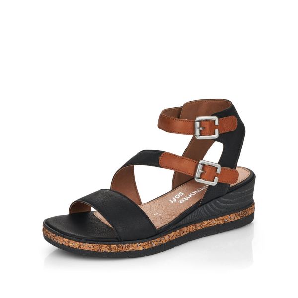Remonte Women's sandals | Style D3052 Casual Sandal - Black Combination | Free Delivery