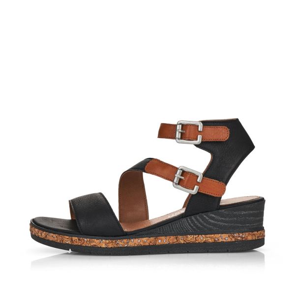 Remonte Women's sandals | Style D3052 Casual Sandal - Black Combination | Free Delivery