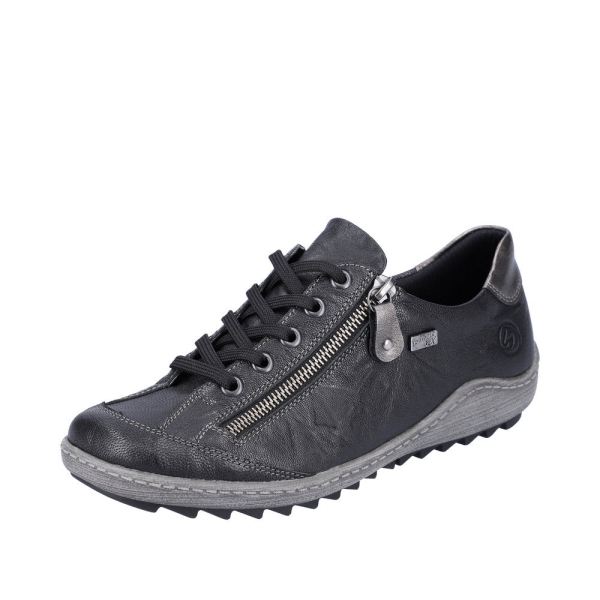 Remonte Women's shoes | Style R1402 Casual Lace-up with zip - Black Combination | Free Delivery