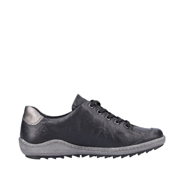 Remonte Women's shoes | Style R1402 Casual Lace-up with zip - Black Combination | Free Delivery