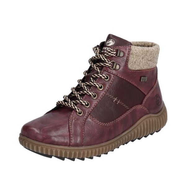 Remonte Leather Women's Mid Height Boots| R8276-01 Mid-height Boots - Red Combination | Free Delivery