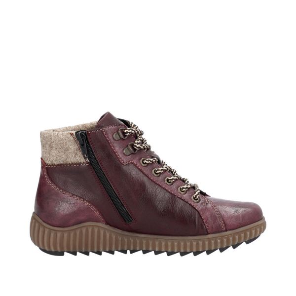 Remonte Leather Women's Mid Height Boots| R8276-01 Mid-height Boots - Red Combination | Free Delivery