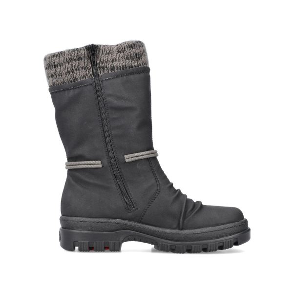 Rieker Synthetic leather Women's mid height boots | X8283-60 Mid-height Boots Flip Grip - Black | Free Delivery