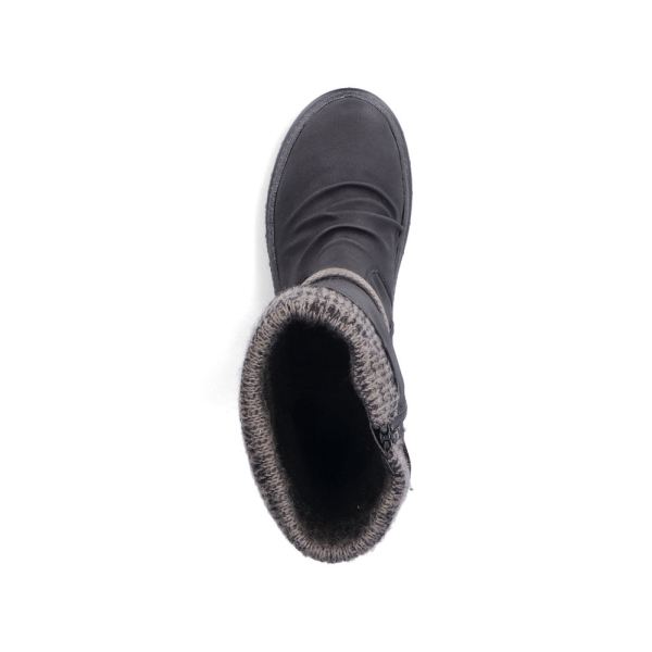 Rieker Synthetic leather Women's mid height boots | X8283-60 Mid-height Boots Flip Grip - Black | Free Delivery