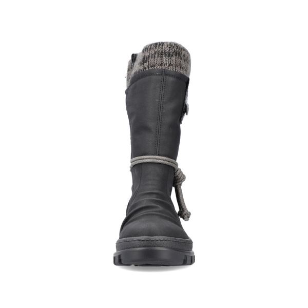 Rieker Synthetic leather Women's mid height boots | X8283-60 Mid-height Boots Flip Grip - Black | Free Delivery