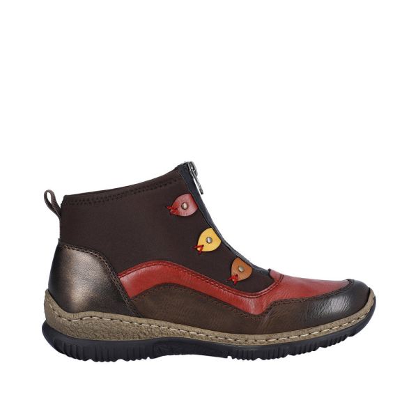 Rieker Synthetic Material Women's short boots| N3277 Ankle Boots - Brown Combination | Free Delivery