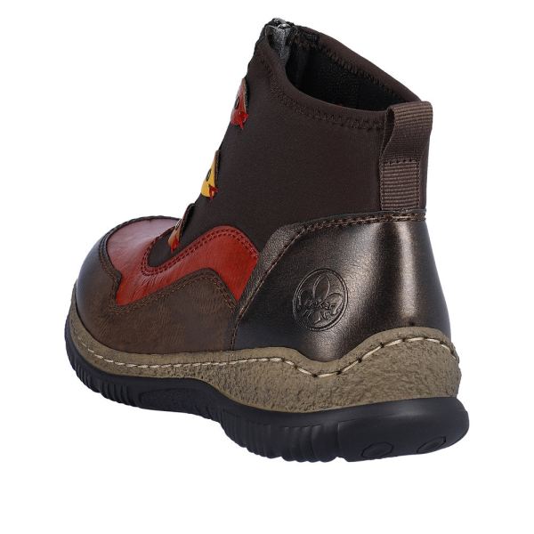 Rieker Synthetic Material Women's short boots| N3277 Ankle Boots - Brown Combination | Free Delivery