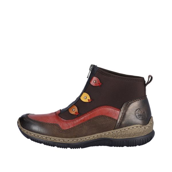 Rieker Synthetic Material Women's short boots| N3277 Ankle Boots - Brown Combination | Free Delivery