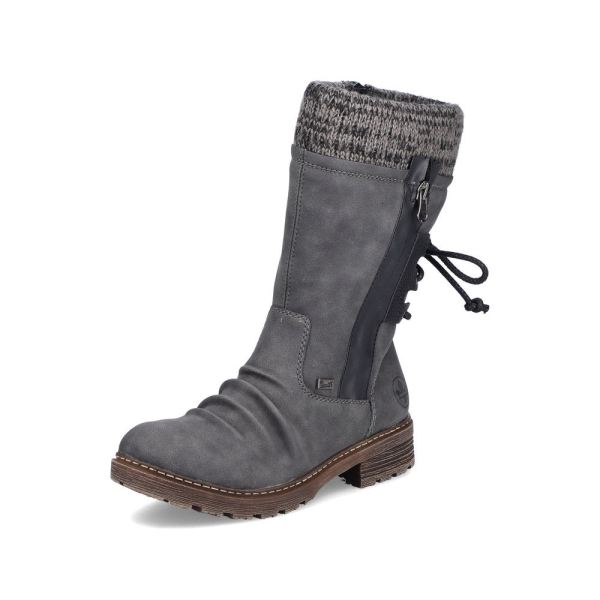 Rieker Synthetic leather Women's Mid height boots| Z4756 Mid-height Boots - Grey | Free Delivery