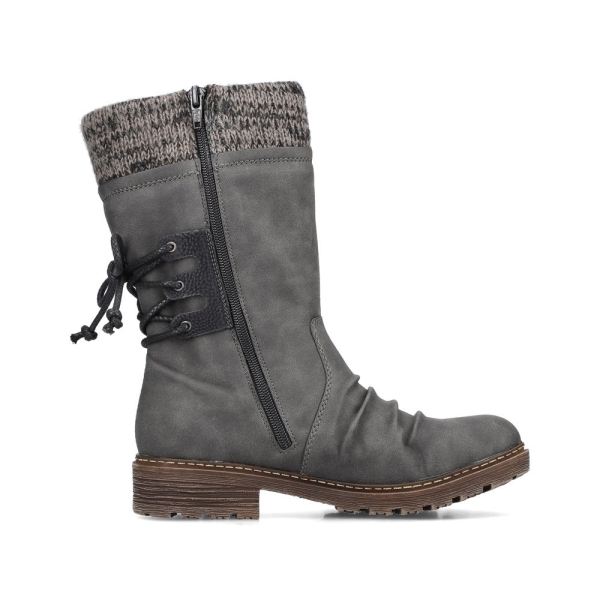 Rieker Synthetic leather Women's Mid height boots| Z4756 Mid-height Boots - Grey | Free Delivery