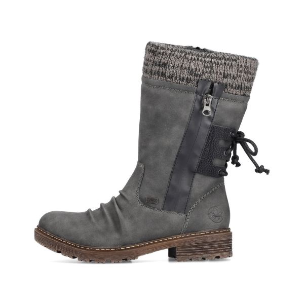 Rieker Synthetic leather Women's Mid height boots| Z4756 Mid-height Boots - Grey | Free Delivery