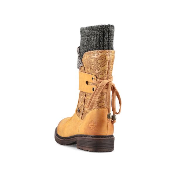 Rieker Synthetic leather Women's Mid height boots| 94783 Mid-height Boots - Yellow Combination | Free Delivery