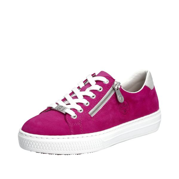 Rieker Women's shoes | Style L59L1 Athletic Lace-up with zip - Pink | Free Delivery